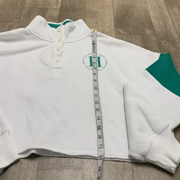 Womens Hollister Henley Pullover Long Sleeve Cropped‎ Oversized Sweatshirt - Picture 4 of 8